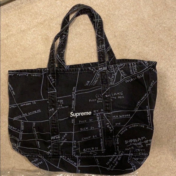 supreme denim tote bag